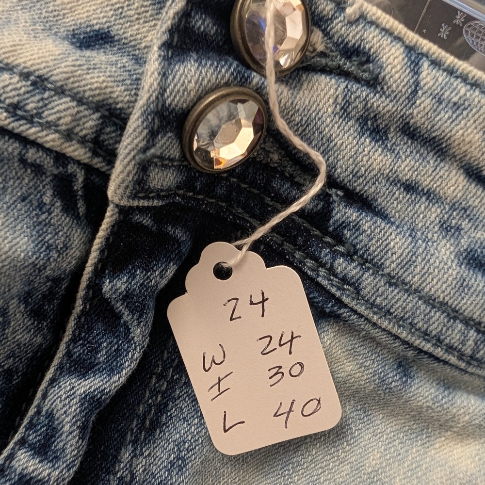 # 8 - twenty-one black Jeans Stylish Distressed Blue Jeans With Bling Buttons - Picture 4 of 10